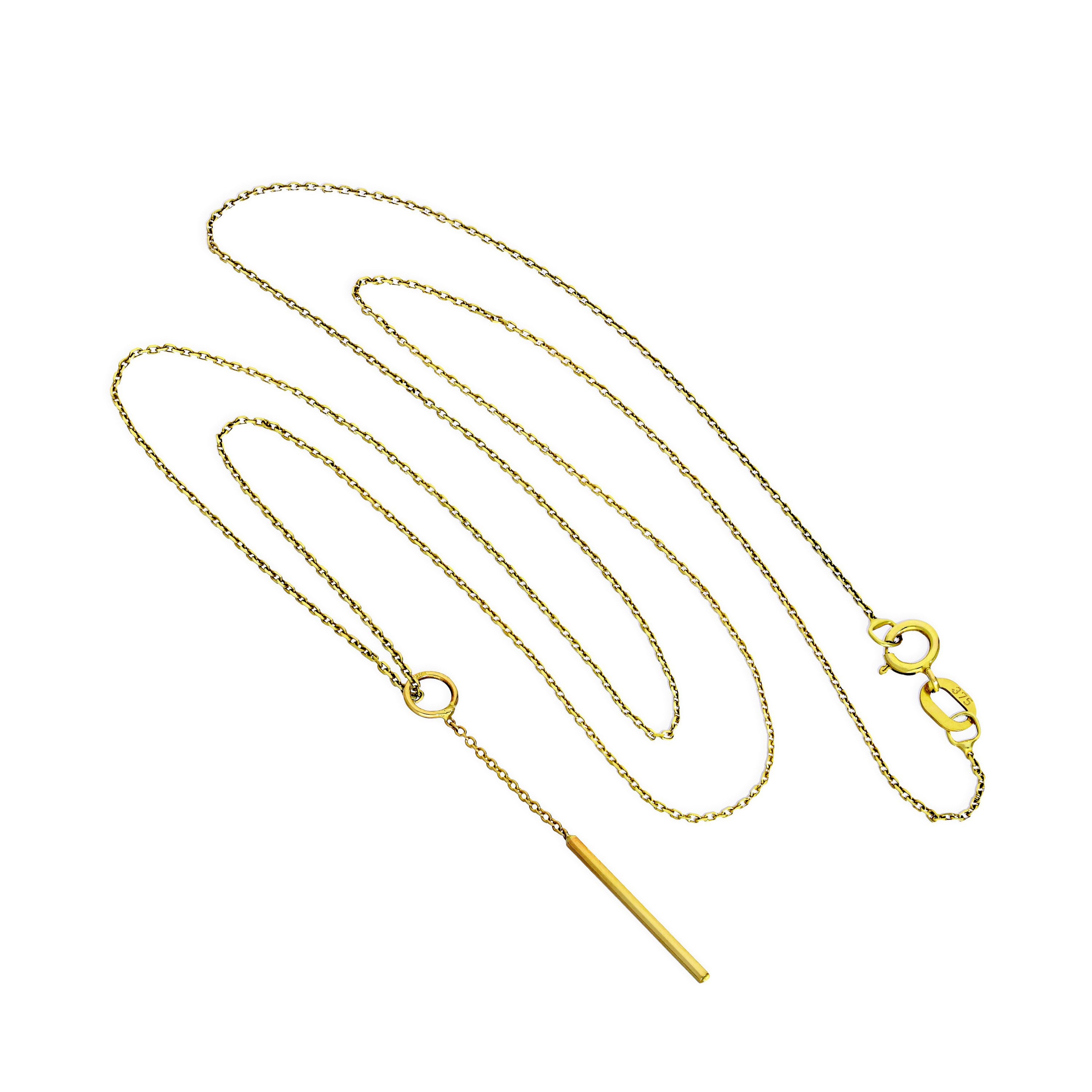 9 Karat Gold Stab Hänge Anhänger Halskette 40,5 - 51 cm