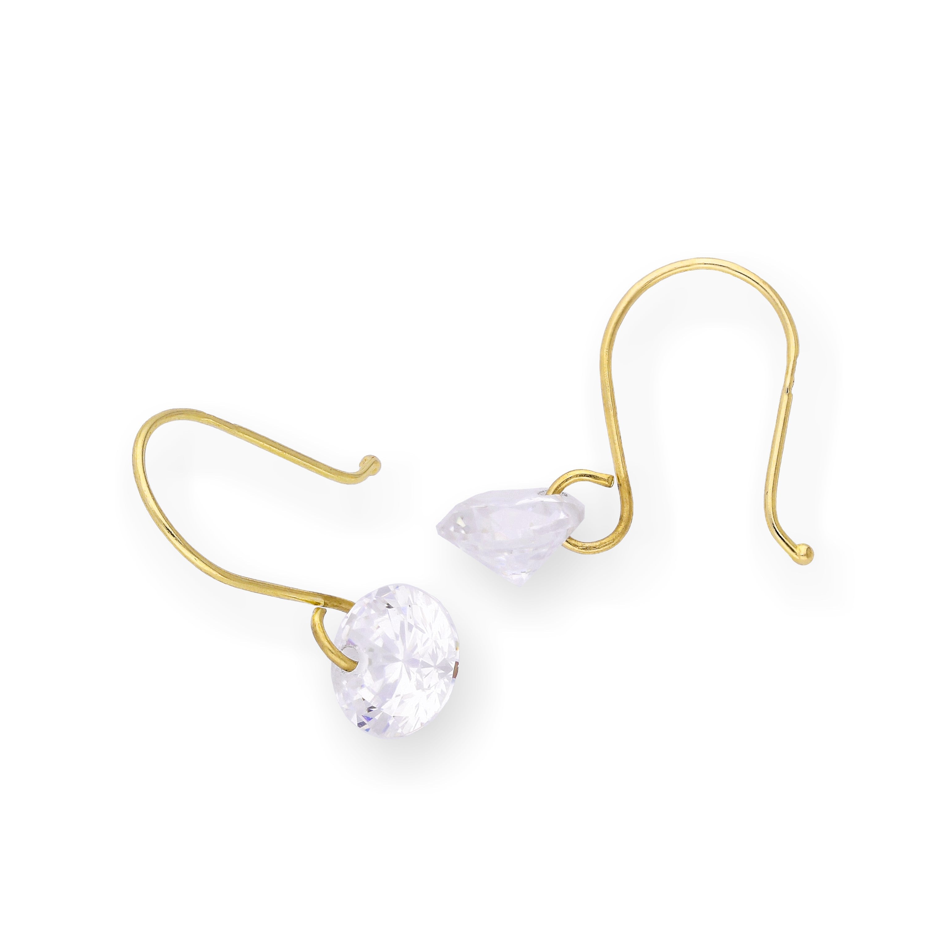 9 Karat Gold & Klar CZ Kristall Baumel Ohrringe