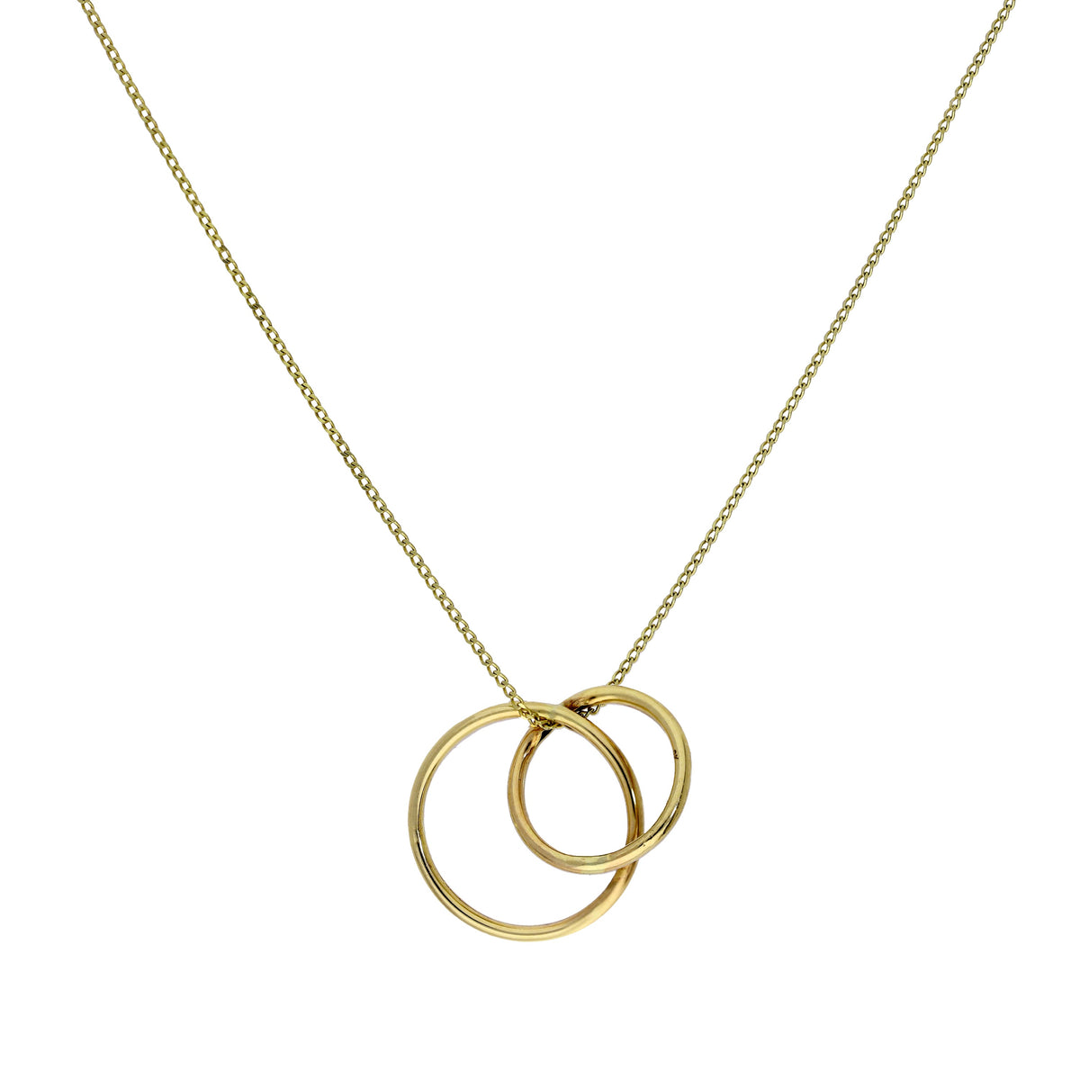 9 Karat Gold Ineinandergreifend Creolen Anhänger Halskette 40,5 - 51 cm