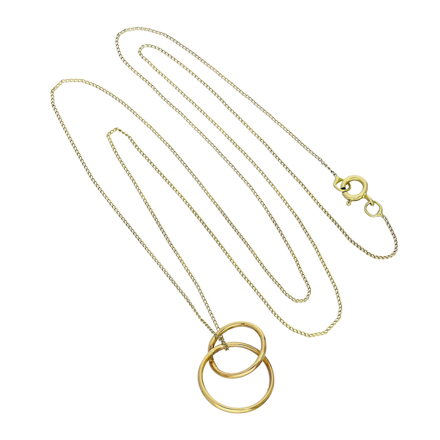 9 Karat Gold Ineinandergreifend Creolen Anhänger Halskette 40,5 - 51cm
