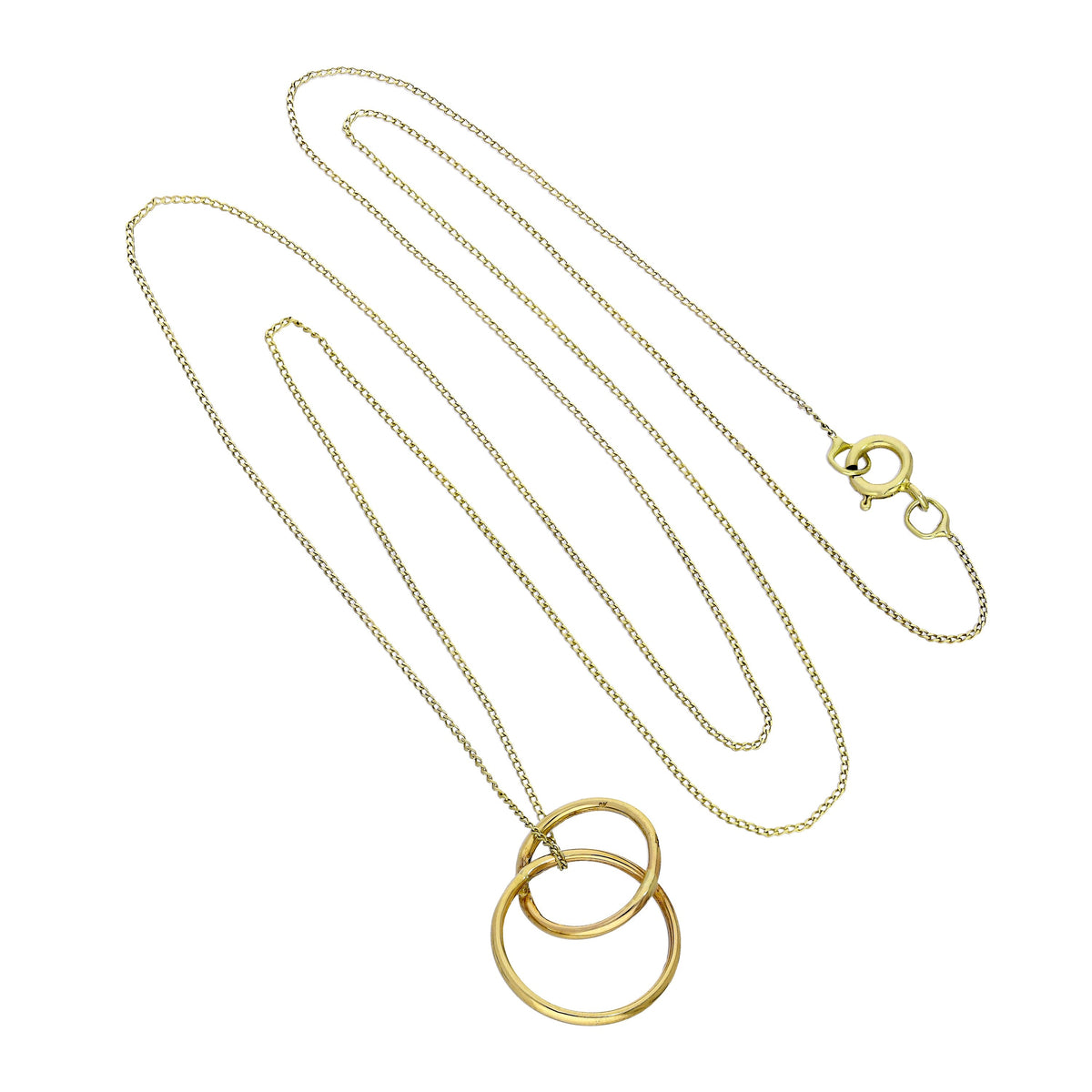 9 Karat Gold Ineinandergreifend Creolen Anhänger Halskette 40,5 - 51 cm