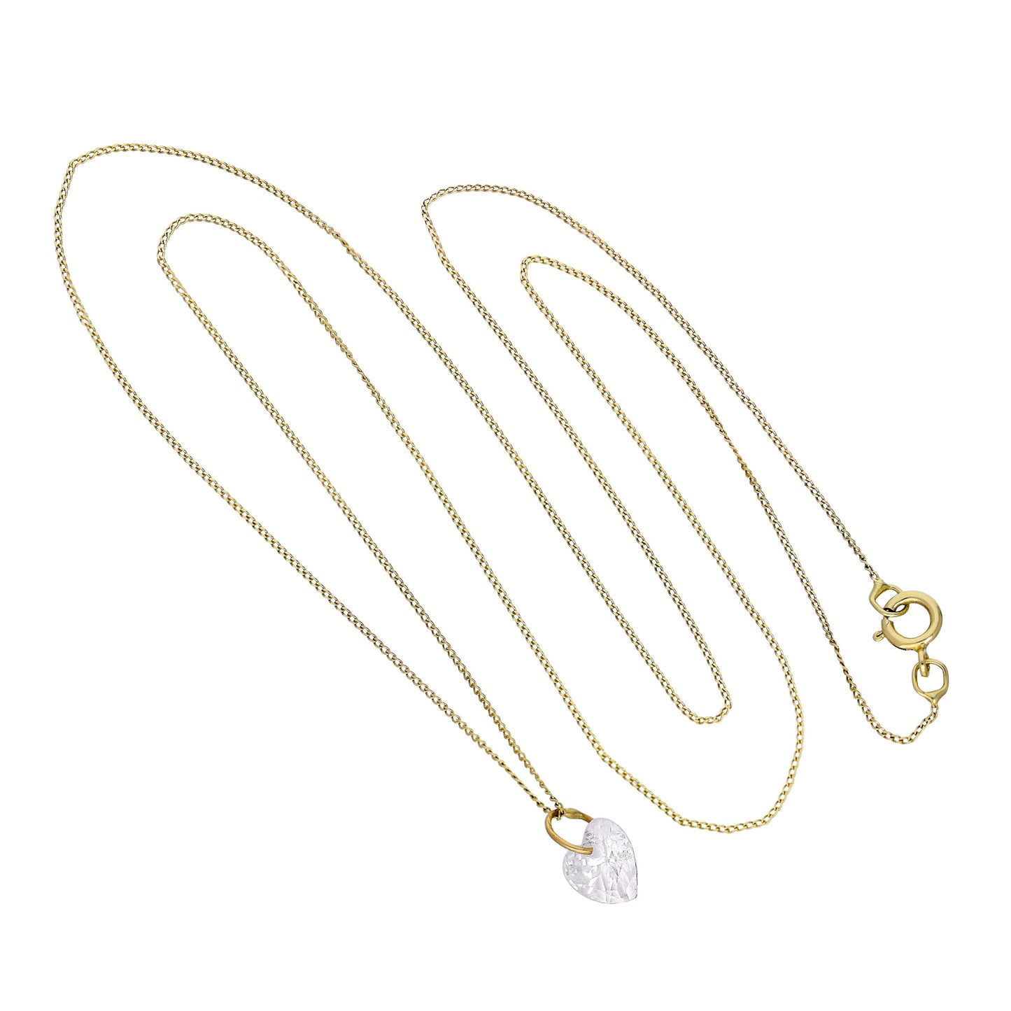 Halskette mit Herzanhänger aus 9 Karat Gold und klarem CZ-Kristall, 40–50 cm