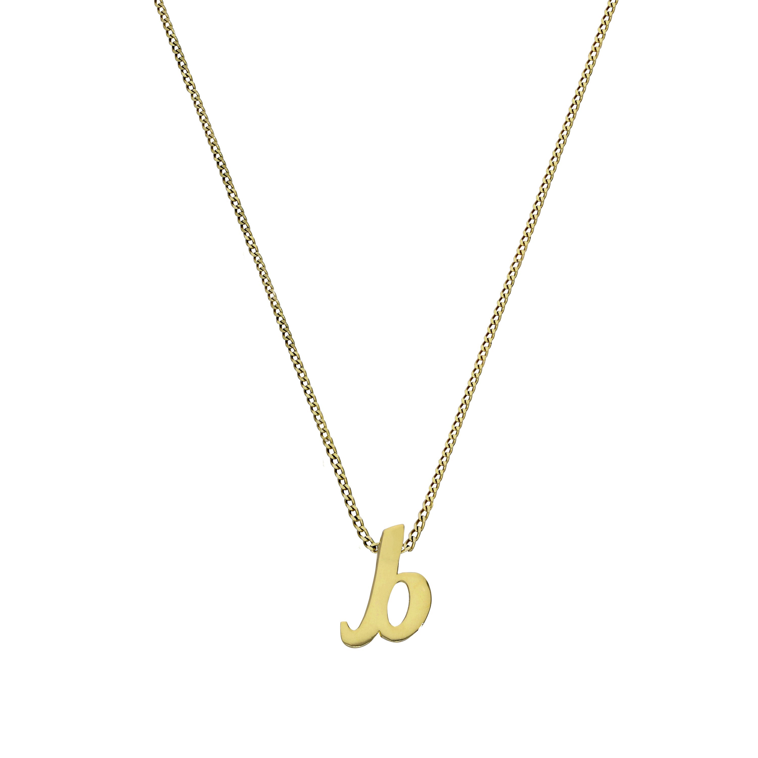 Kleine Halskette mit Anhänger aus 9 Karat Gold in Form des Buchstabens B, 40–50 cm