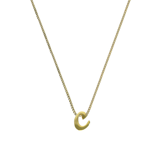 Tiny 9ct Gold Alphabet Letter C Pendant Necklace 16 - 20 Inches