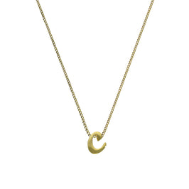 Kleine Halskette mit Anhänger aus 9 Karat Gold in Form des Buchstabens C, 16–20 Zoll