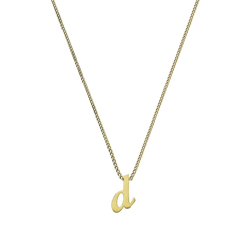Kleine Halskette mit Anhänger aus 9 Karat Gold in Form des Buchstabens D, 16–20 Zoll
