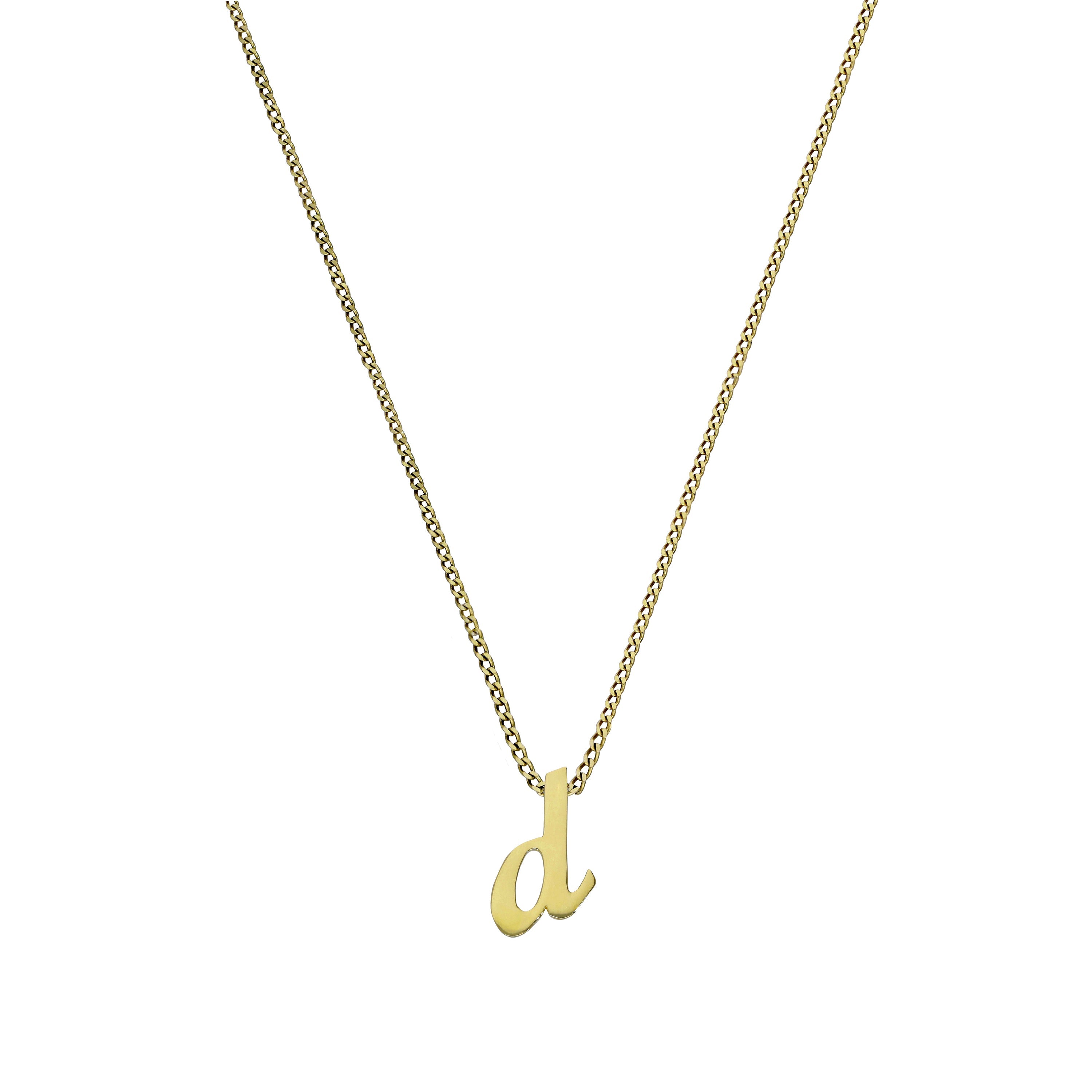 Kleine Halskette mit Anhänger aus 9 Karat Gold in Form des Buchstabens D, 16–20 Zoll