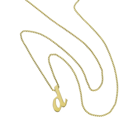 Kleine Halskette mit Anhänger aus 9 Karat Gold in Form des Buchstabens D, 16–20 Zoll