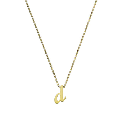Tiny 9ct Gold Alphabet Letter D Pendant Necklace 16 - 20 Inches