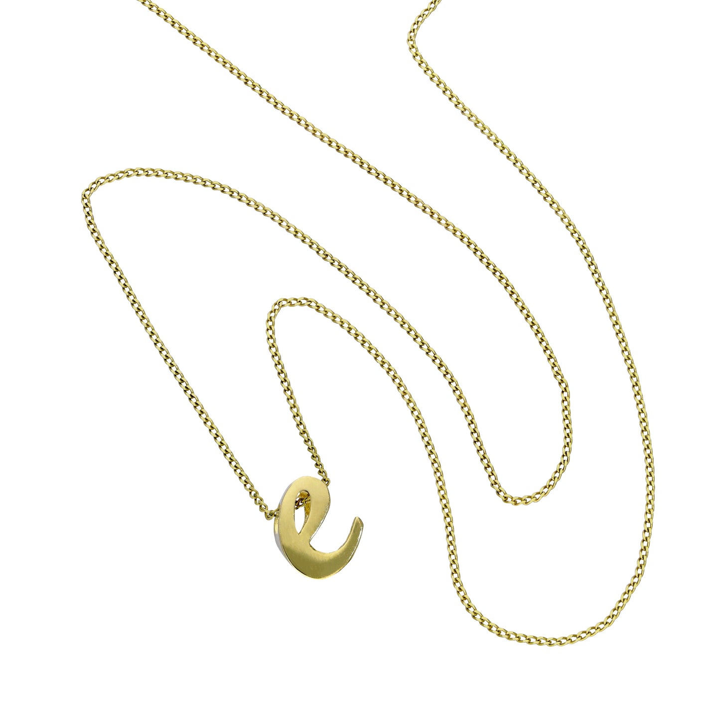 Kleine Halskette mit Anhänger aus 9 Karat Gold in Form des Buchstabens E, 16–20 Zoll