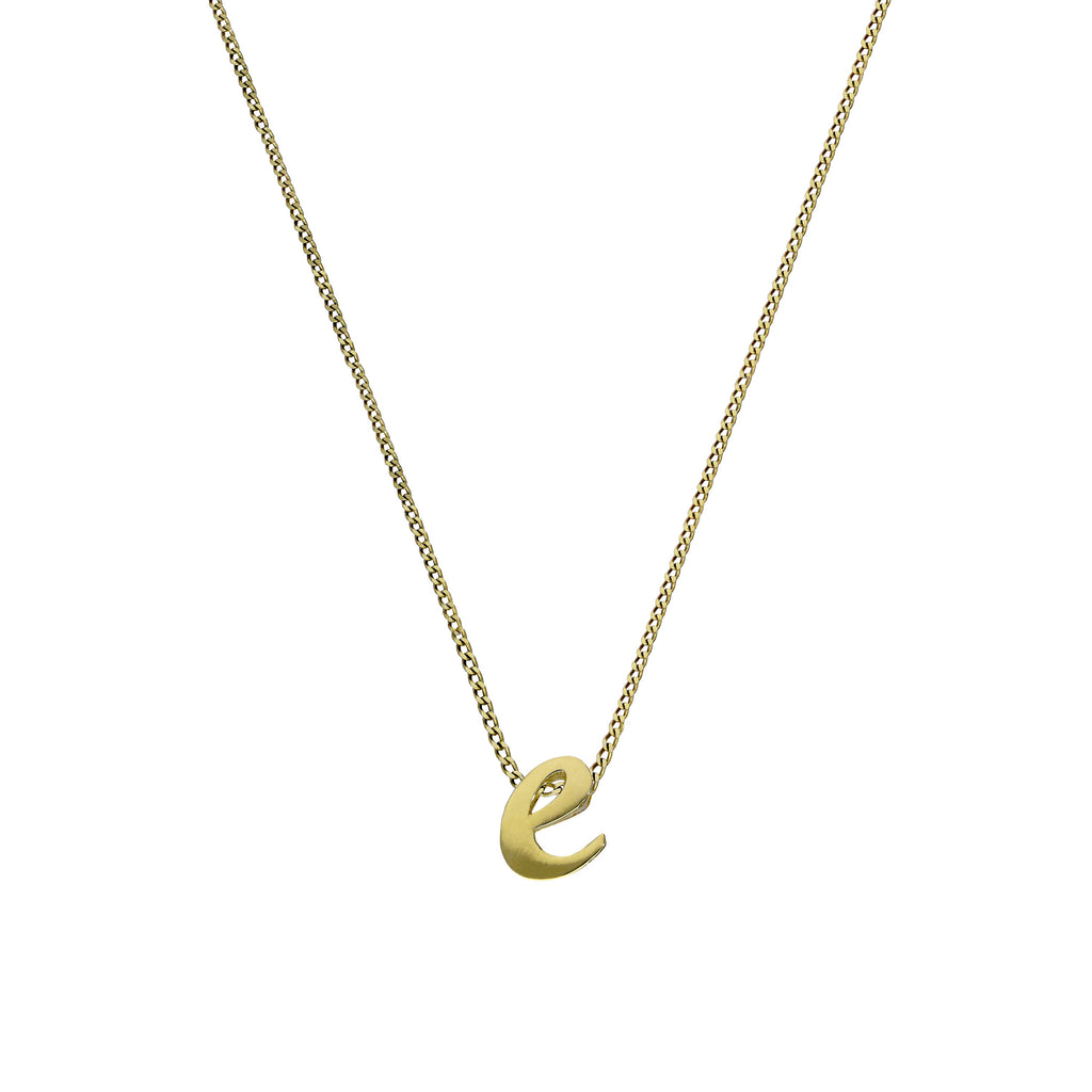 Kleine Halskette mit Anhänger aus 9 Karat Gold in Form des Buchstabens E, 16–20 Zoll