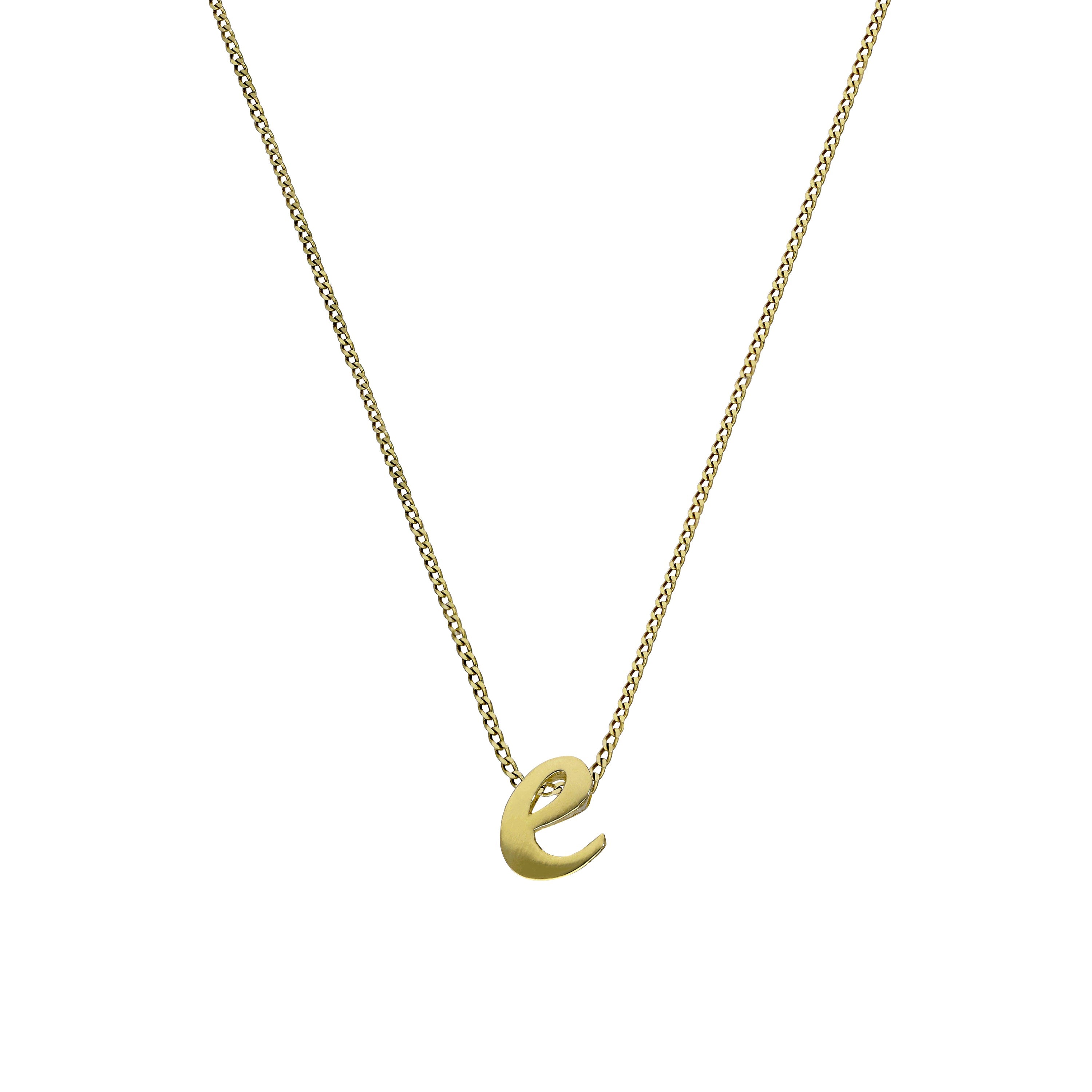 Kleine Halskette mit Anhänger aus 9 Karat Gold in Form des Buchstabens E, 16–20 Zoll