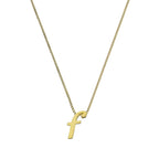 Kleine Halskette mit Anhänger aus 9 Karat Gold in Form des Buchstabens F, 16–20 Zoll