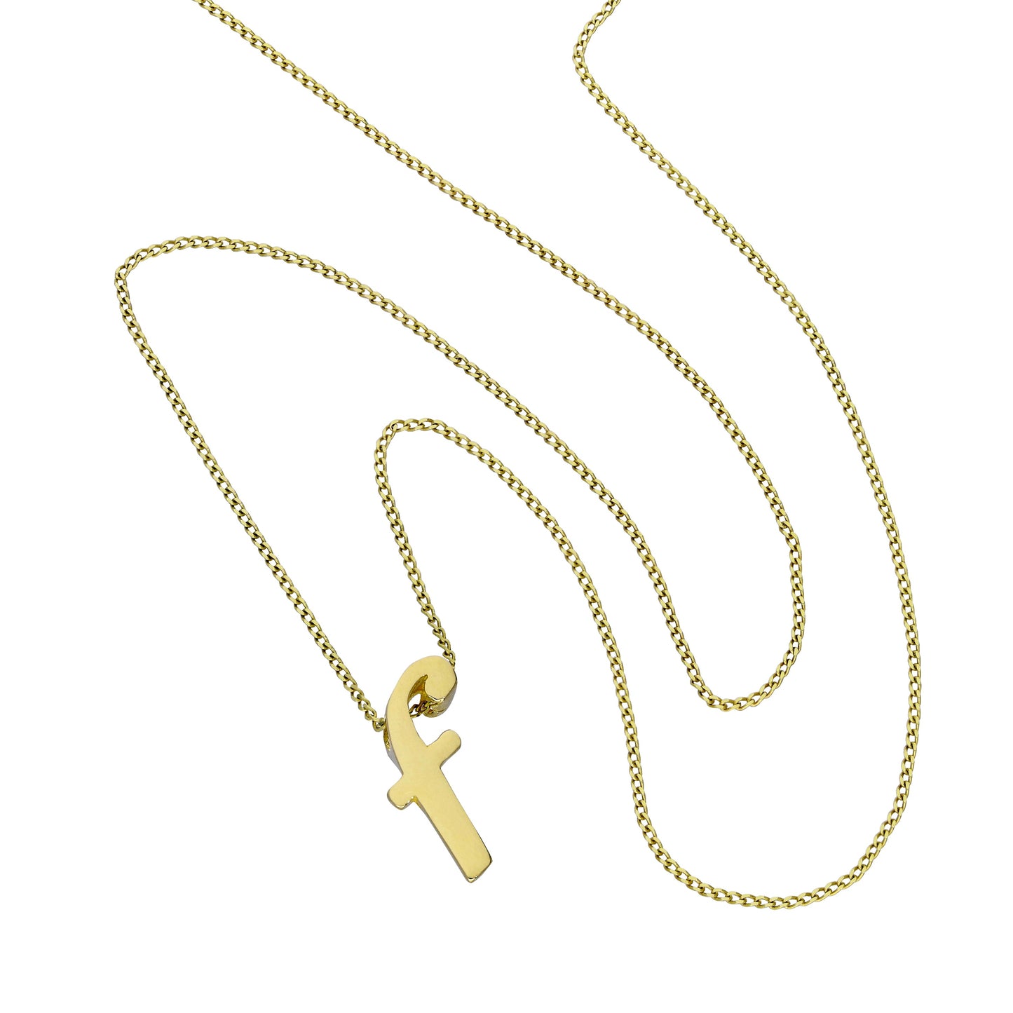 Kleine Halskette mit Anhänger aus 9 Karat Gold in Form des Buchstabens F, 16–20 Zoll