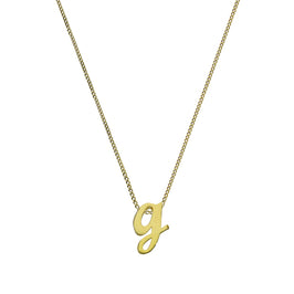 Halskette aus 9 Karat Gold mit winzigem Alphabet-Anhänger Buchstabe G, 40 - 50 cm