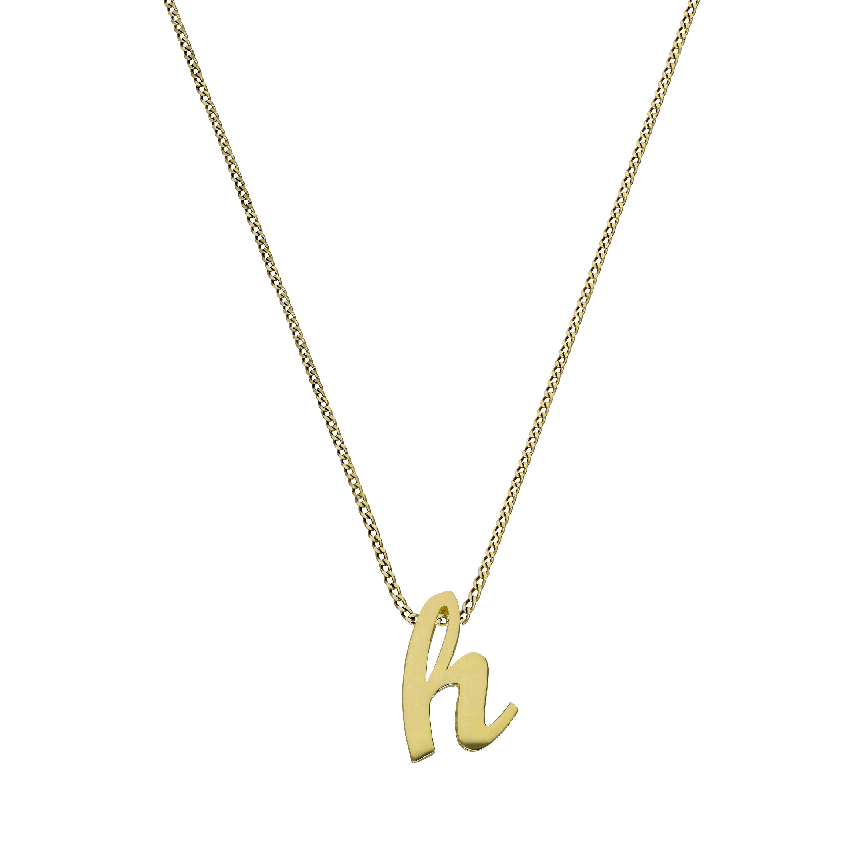 Kleine Halskette mit Anhänger aus 9 Karat Gold in Form des Buchstabens H, 40–50 cm