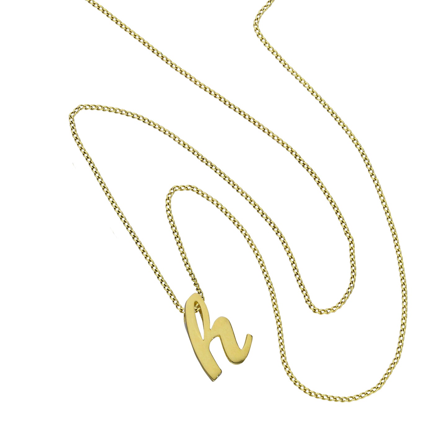 Kleine Halskette mit Anhänger aus 9 Karat Gold in Form des Buchstabens H, 40–50 cm