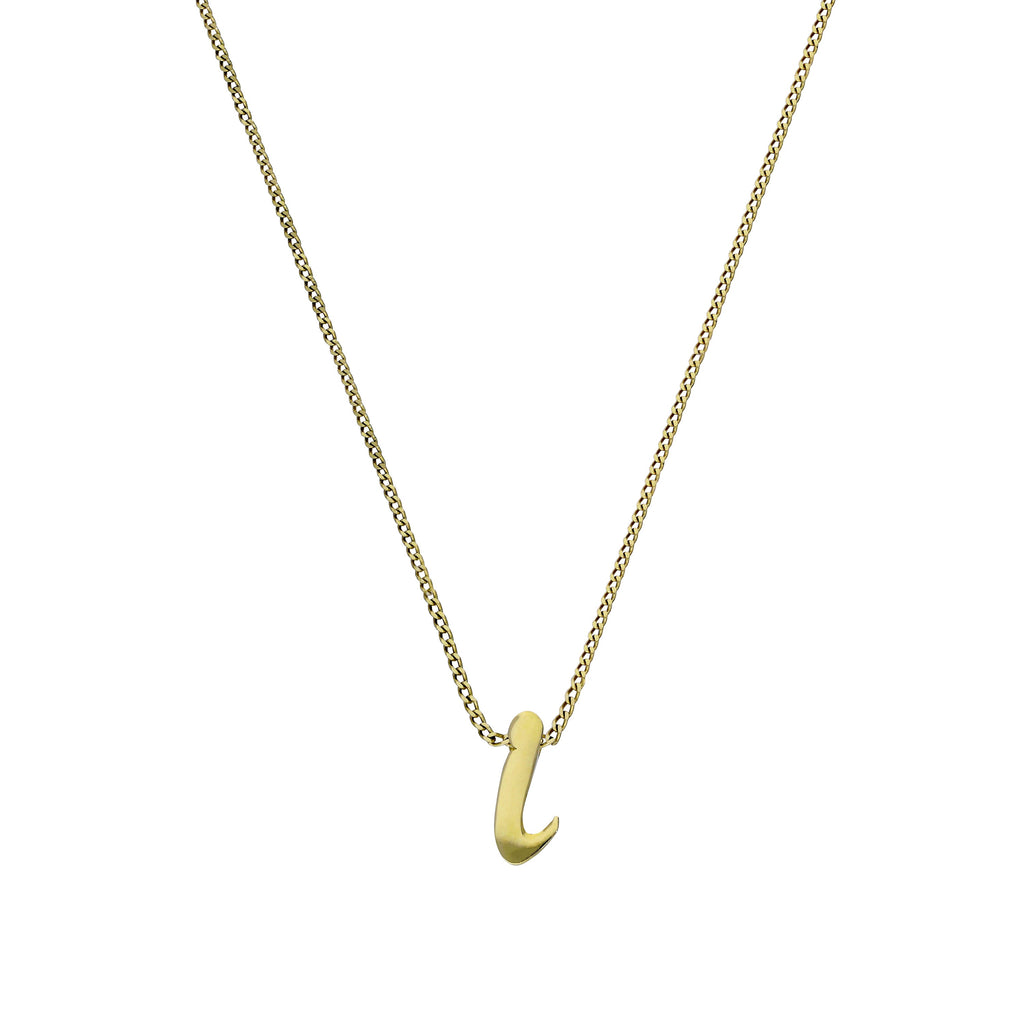 Kleine Halskette mit Anhänger in Form des Buchstabens I aus 9 Karat Gold, 40–50 cm