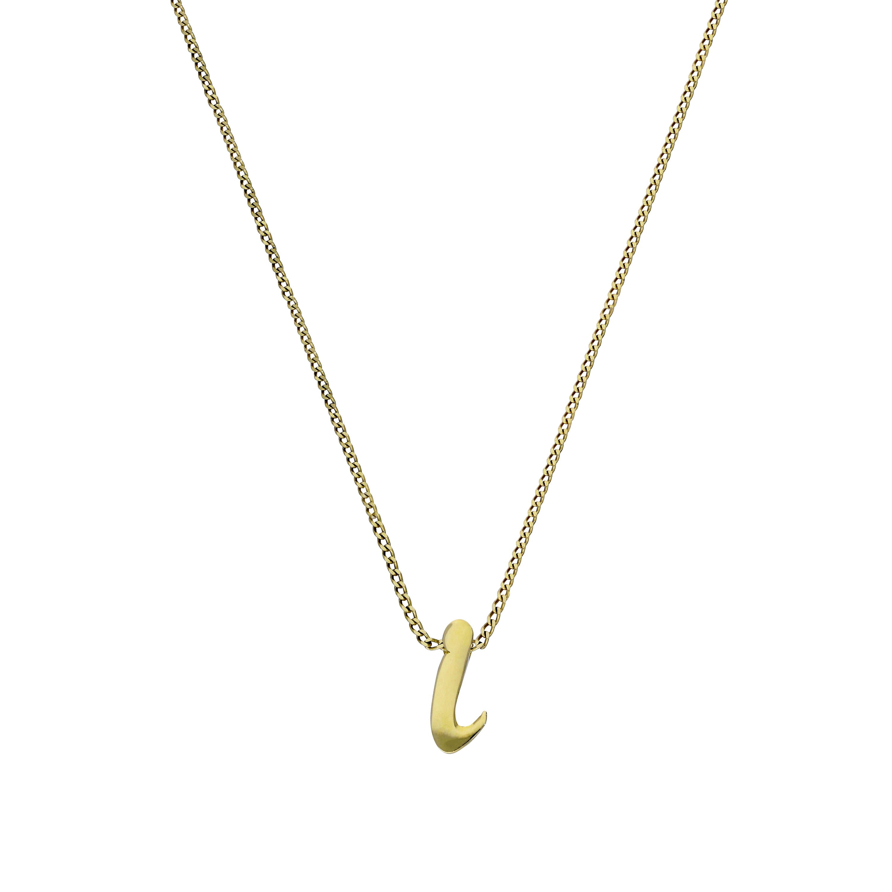 Kleine Halskette mit Anhänger in Form des Buchstabens I aus 9 Karat Gold, 40–50 cm