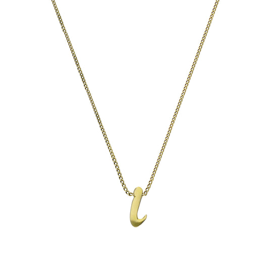 Tiny 9ct Gold Alphabet Letter I Pendant Necklace 16 - 20 Inches