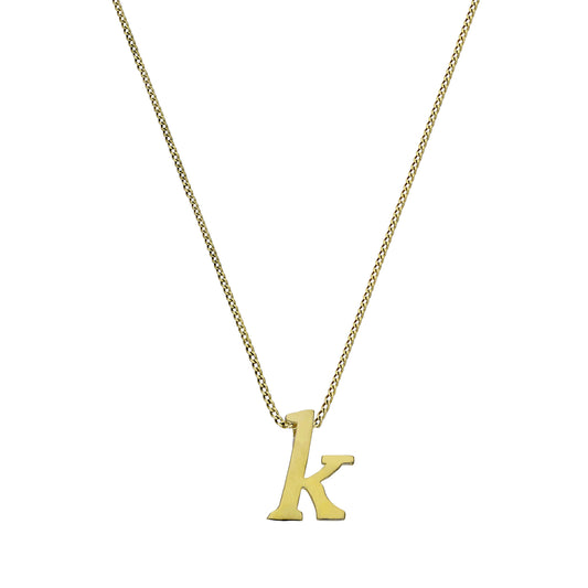 Winzig 9 Karat Gold Alphabet Buchstabe K Anhänger Halskette 40,5 - 51cm