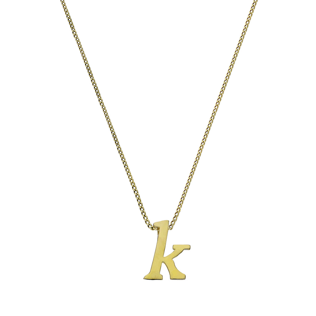 Kleine Halskette mit Anhänger aus 9 Karat Gold in Form des Buchstabens K, 40–50 cm