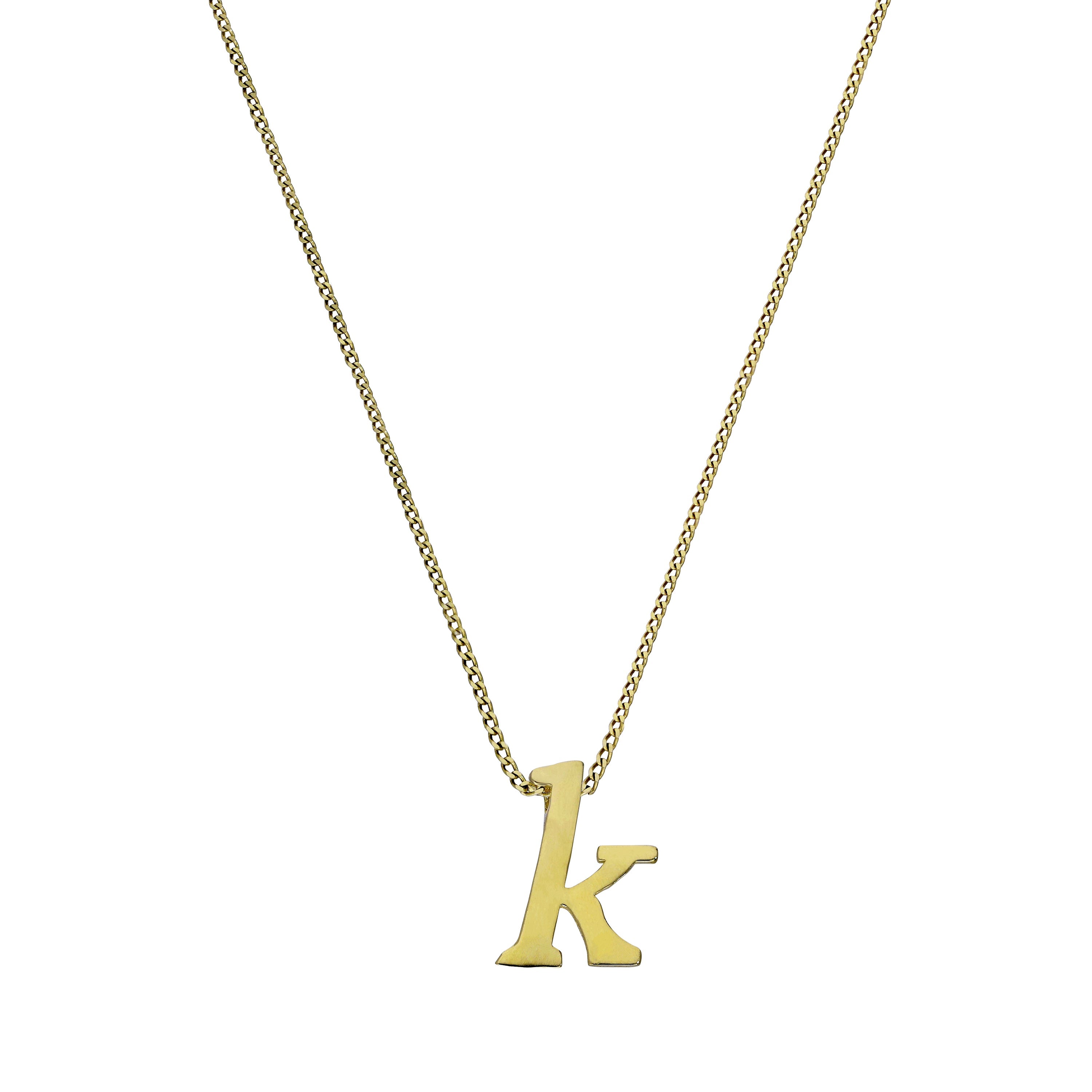 Kleine Halskette mit Anhänger aus 9 Karat Gold in Form des Buchstabens K, 40–50 cm