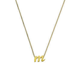 Kleine Halskette mit Anhänger aus 9 Karat Gold in Form des Buchstabens M, 40–50 cm