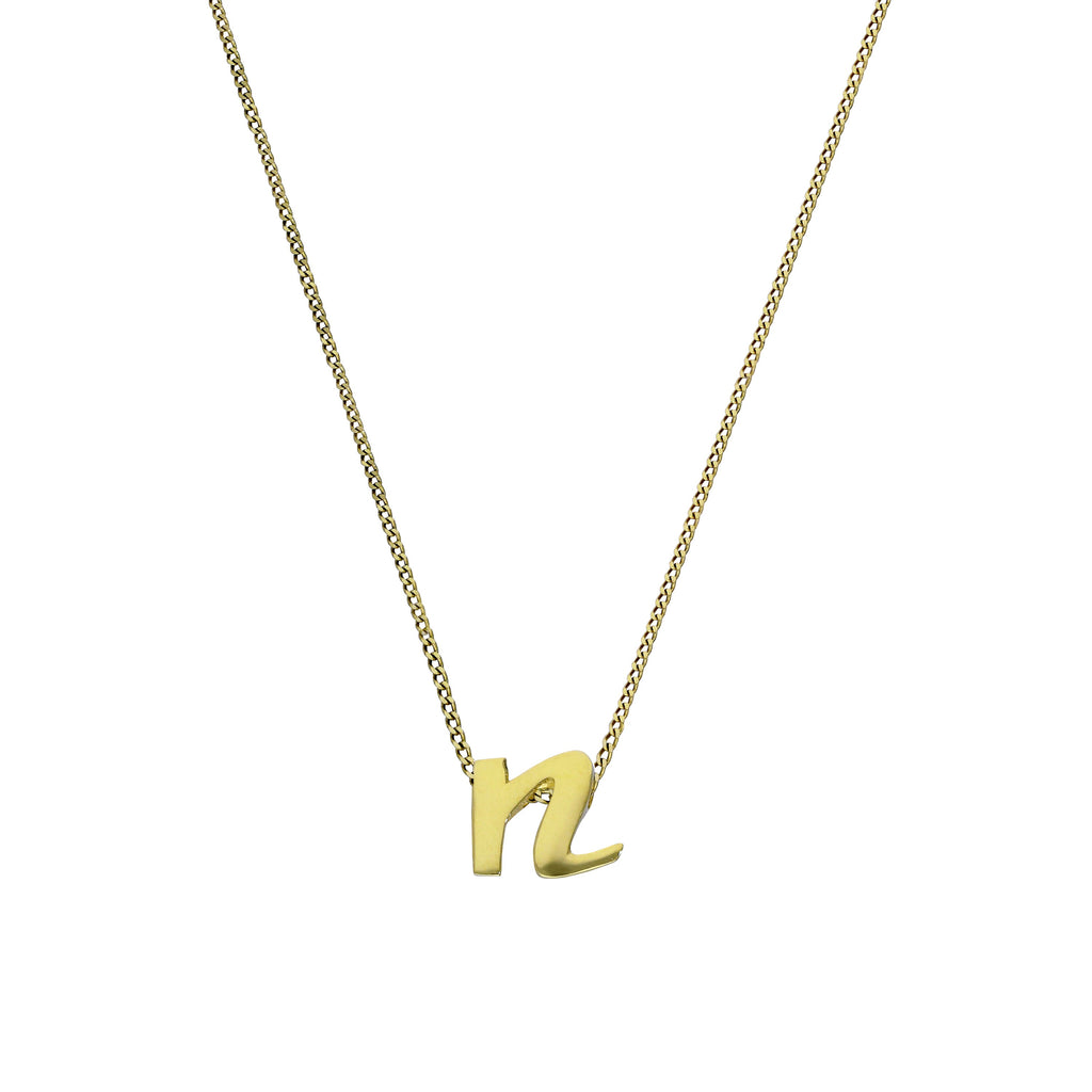 Kleine Halskette mit Anhänger aus 9 Karat Gold in Form des Buchstabens N, 40–50 cm