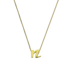 Kleine Halskette mit Anhänger aus 9 Karat Gold in Form des Buchstabens N, 40–50 cm