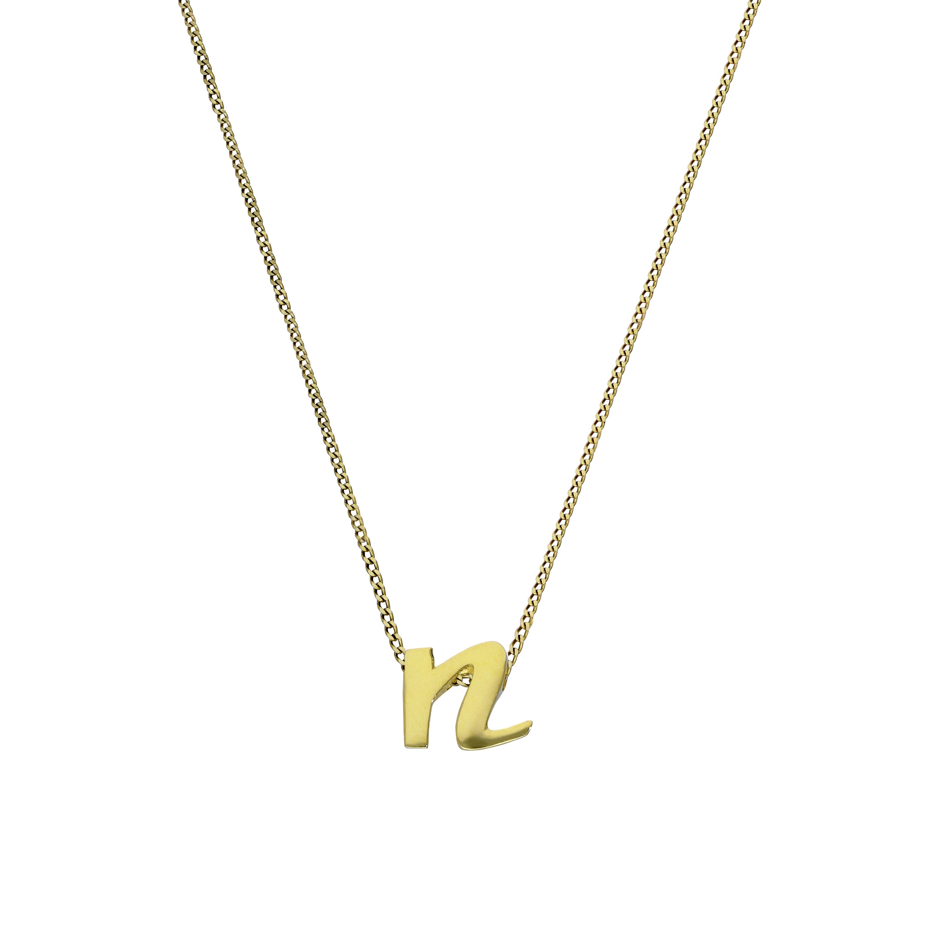 Kleine Halskette mit Anhänger aus 9 Karat Gold in Form des Buchstabens N, 40–50 cm