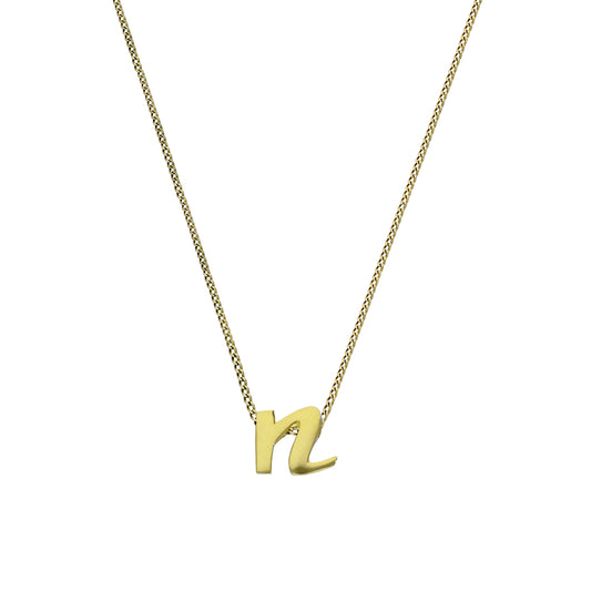 Winzig 9 Karat Gold Alphabet Buchstabe N Anhänger Halskette 40,5 - 51cm
