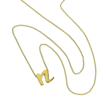 Kleine Halskette mit Anhänger aus 9 Karat Gold in Form des Buchstabens N, 40–50 cm