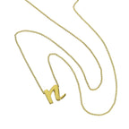 Kleine Halskette mit Anhänger aus 9 Karat Gold in Form des Buchstabens N, 40–50 cm