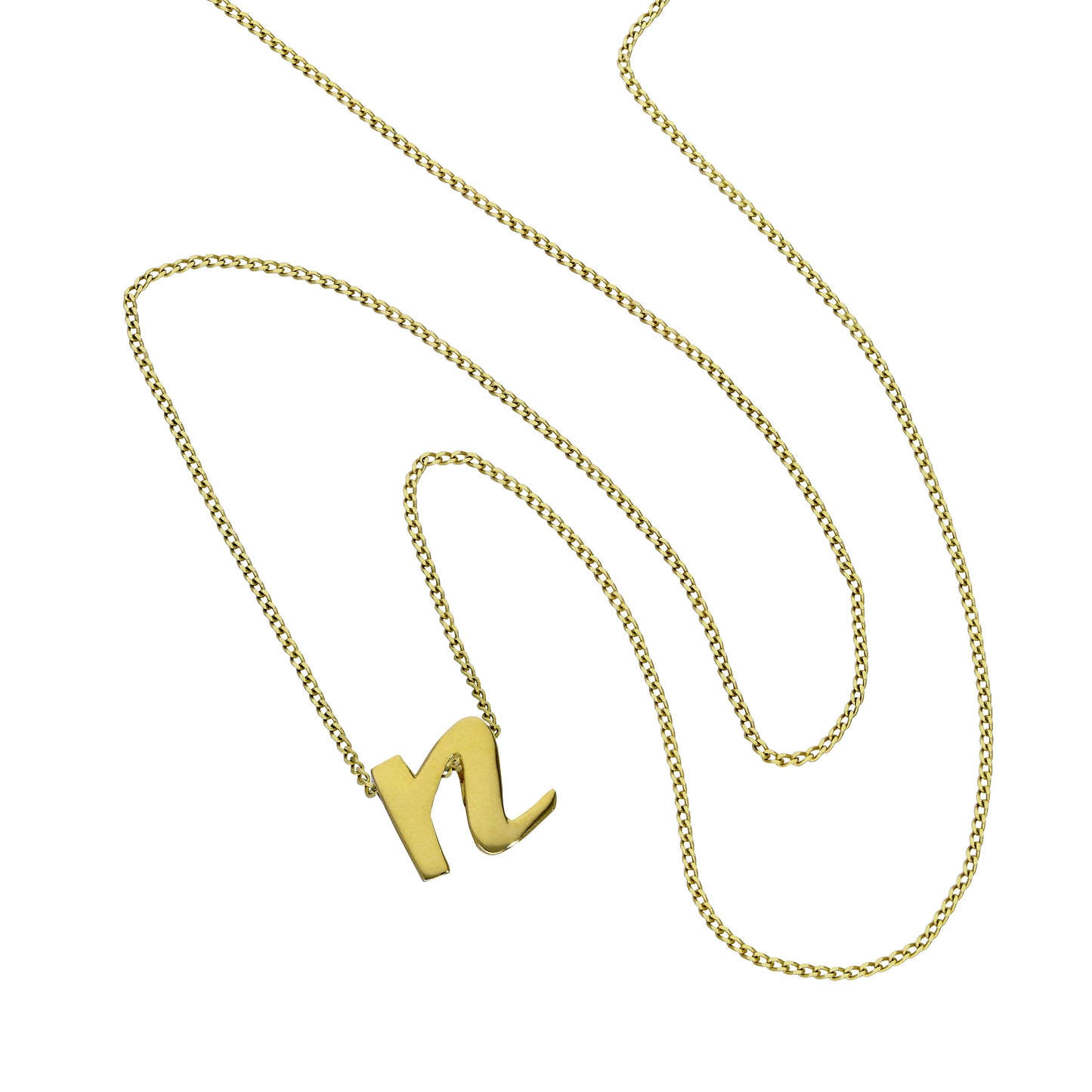 Kleine Halskette mit Anhänger aus 9 Karat Gold in Form des Buchstabens N, 40–50 cm