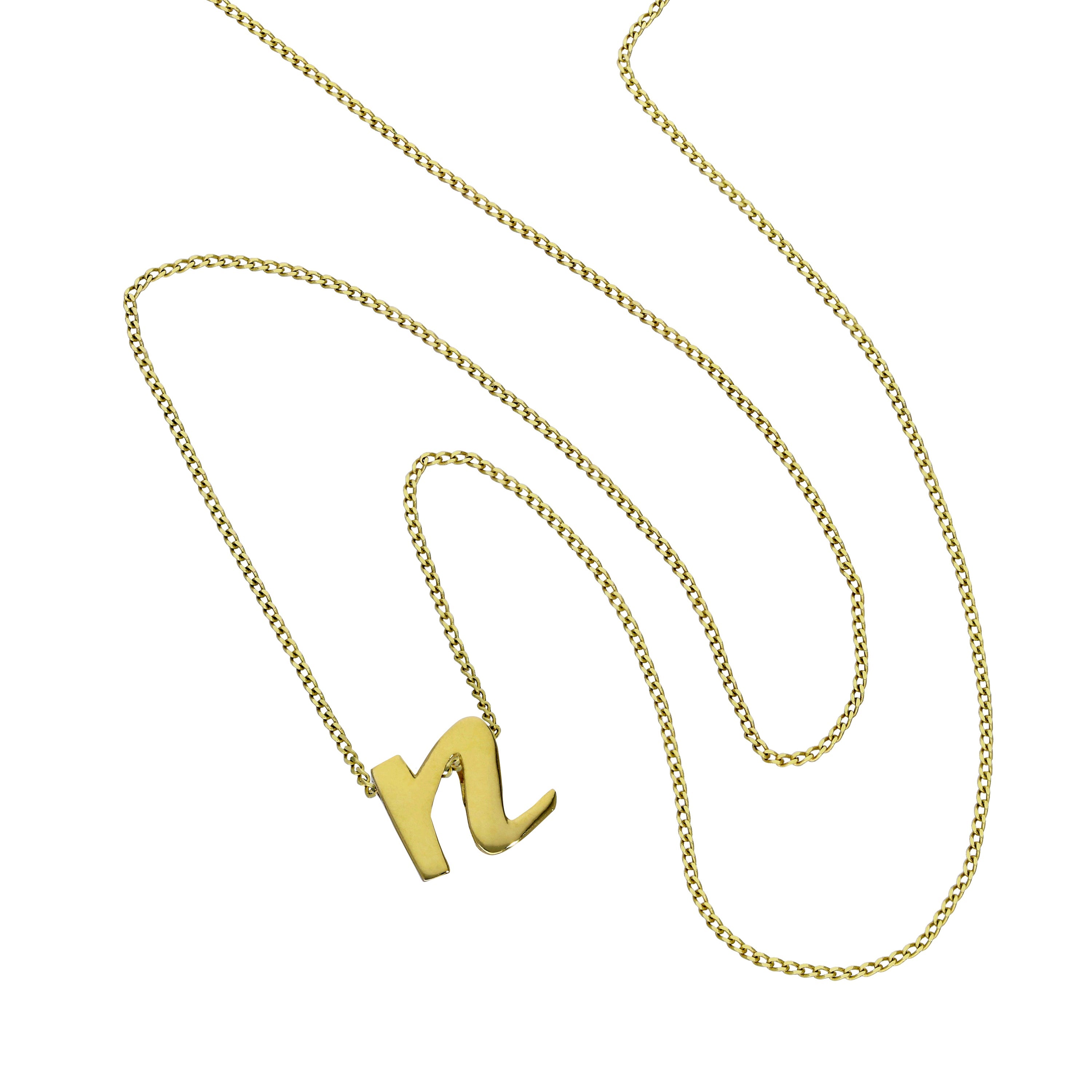 Kleine Halskette mit Anhänger aus 9 Karat Gold in Form des Buchstabens N, 40–50 cm