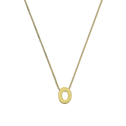 Kleine Halskette mit Anhänger aus 9 Karat Gold in Form des Buchstabens O, 40–50 cm