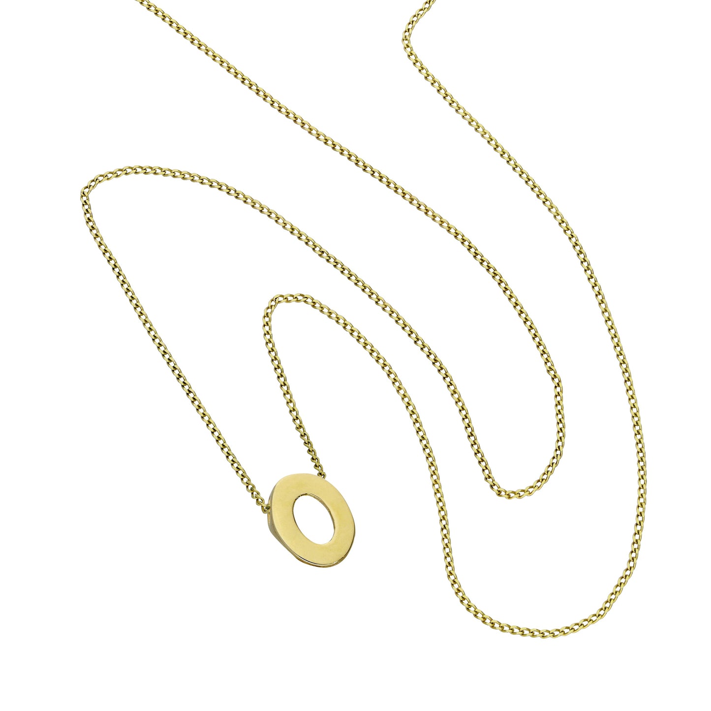 Kleine Halskette mit Anhänger aus 9 Karat Gold in Form des Buchstabens O, 40–50 cm