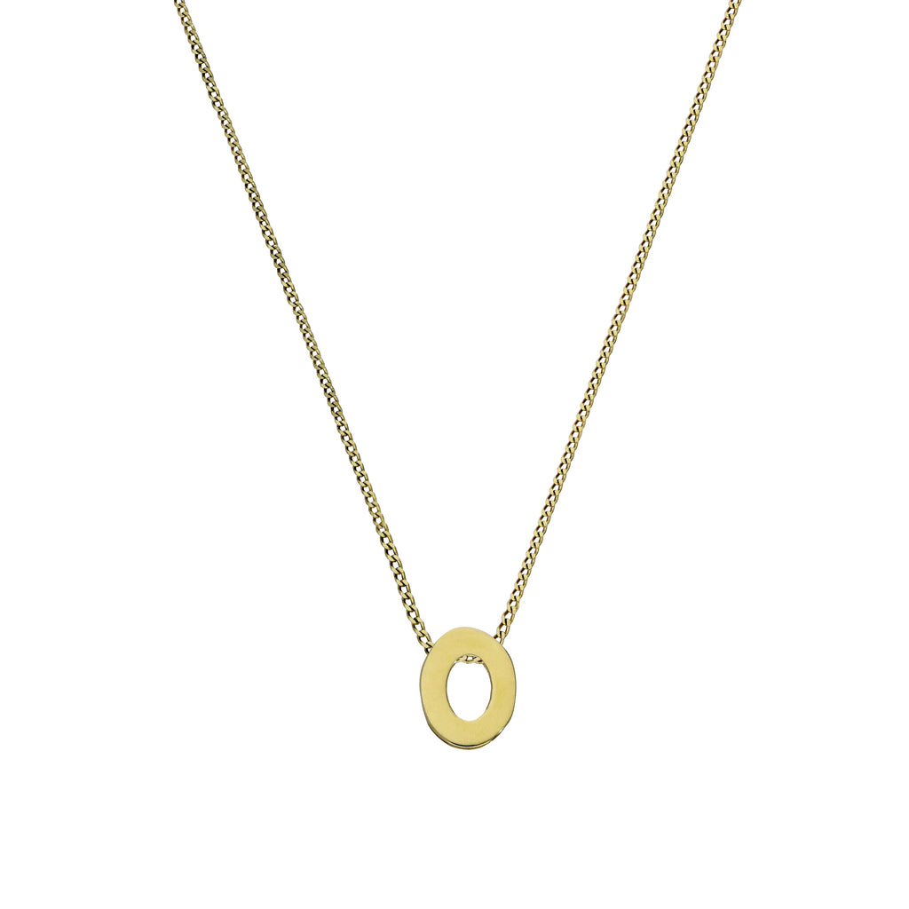 Kleine Halskette mit Anhänger aus 9 Karat Gold in Form des Buchstabens O, 40–50 cm