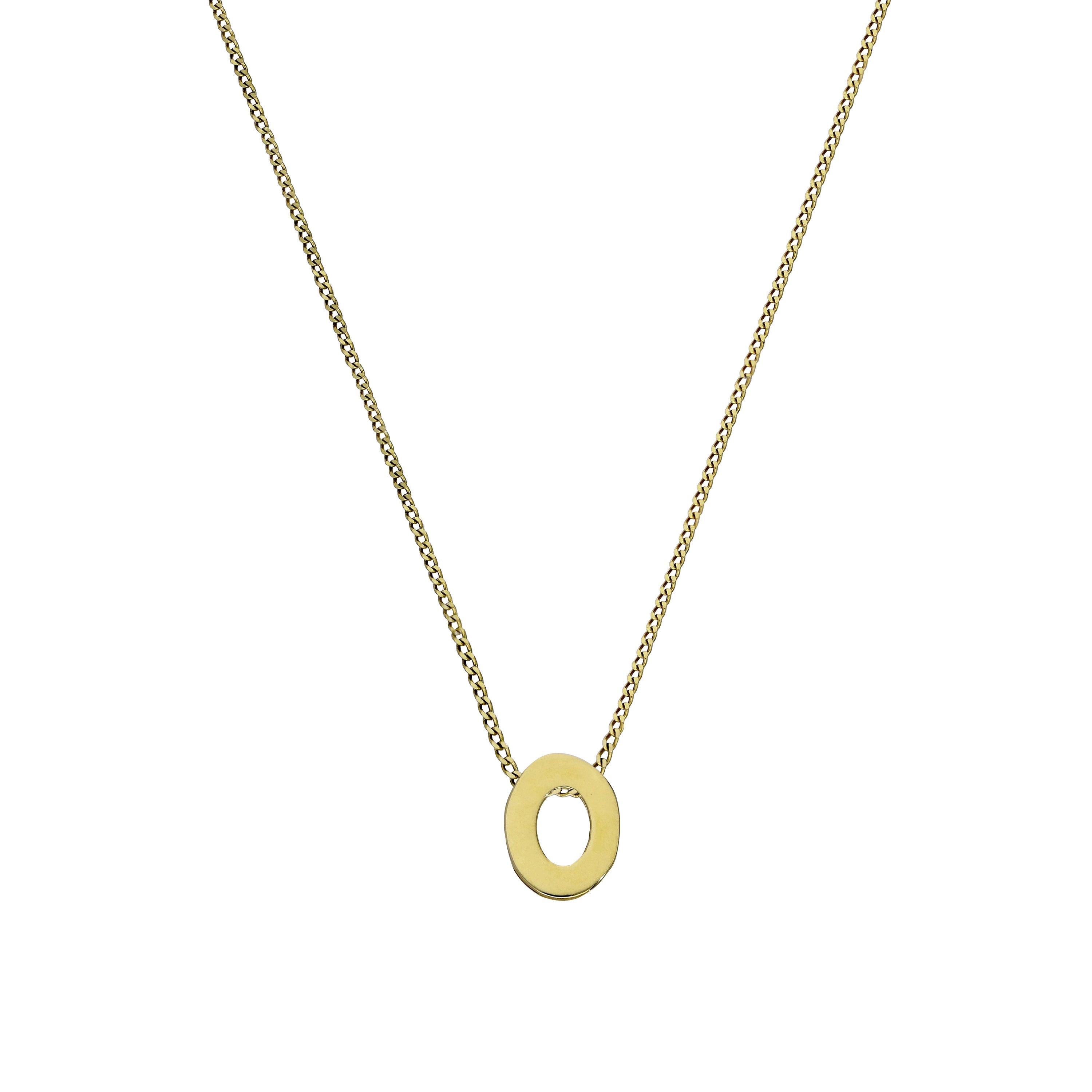 Kleine Halskette mit Anhänger aus 9 Karat Gold in Form des Buchstabens O, 40–50 cm