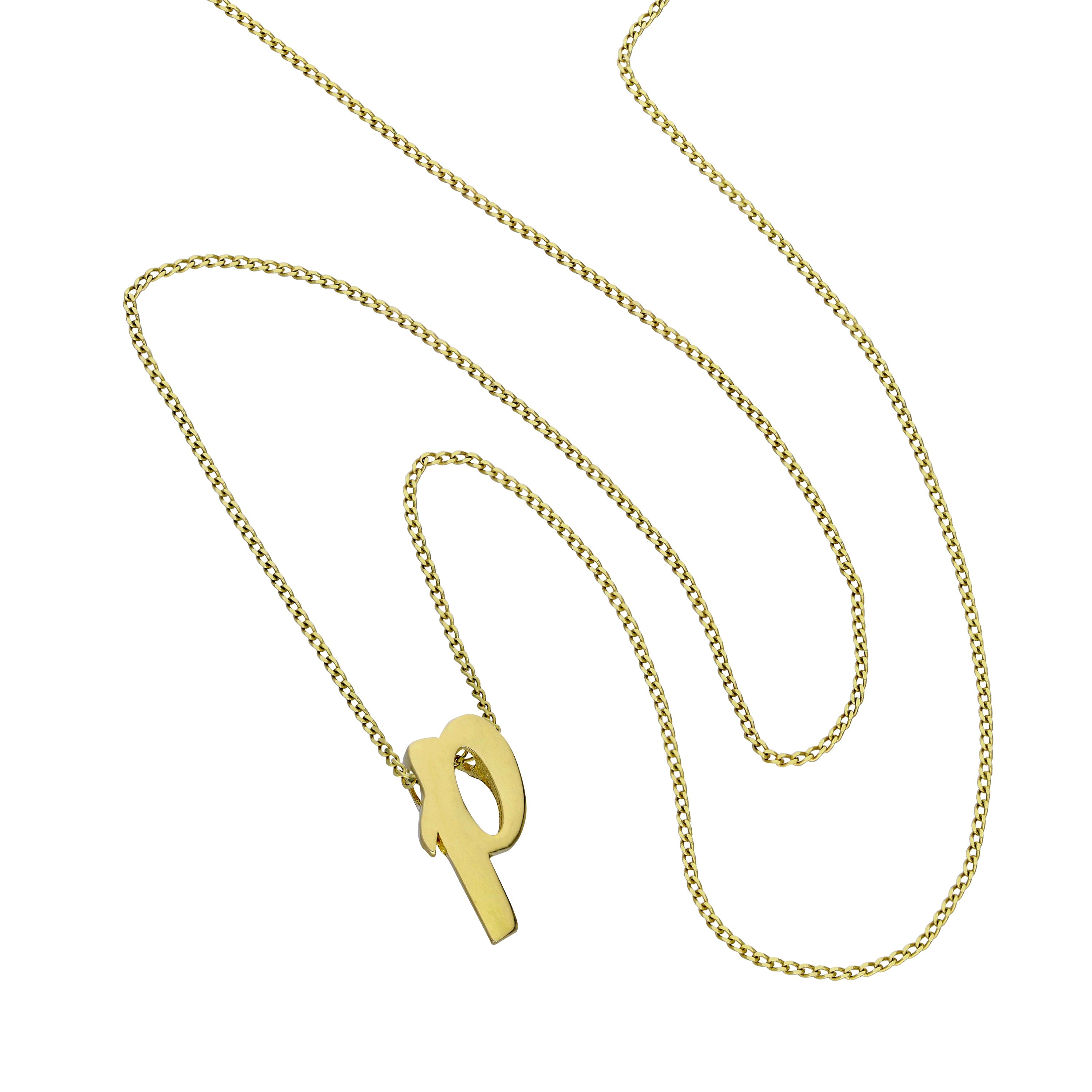 Kleine 9 Karat Gold-Anhänger mit Buchstabe P, 16–20 Zoll