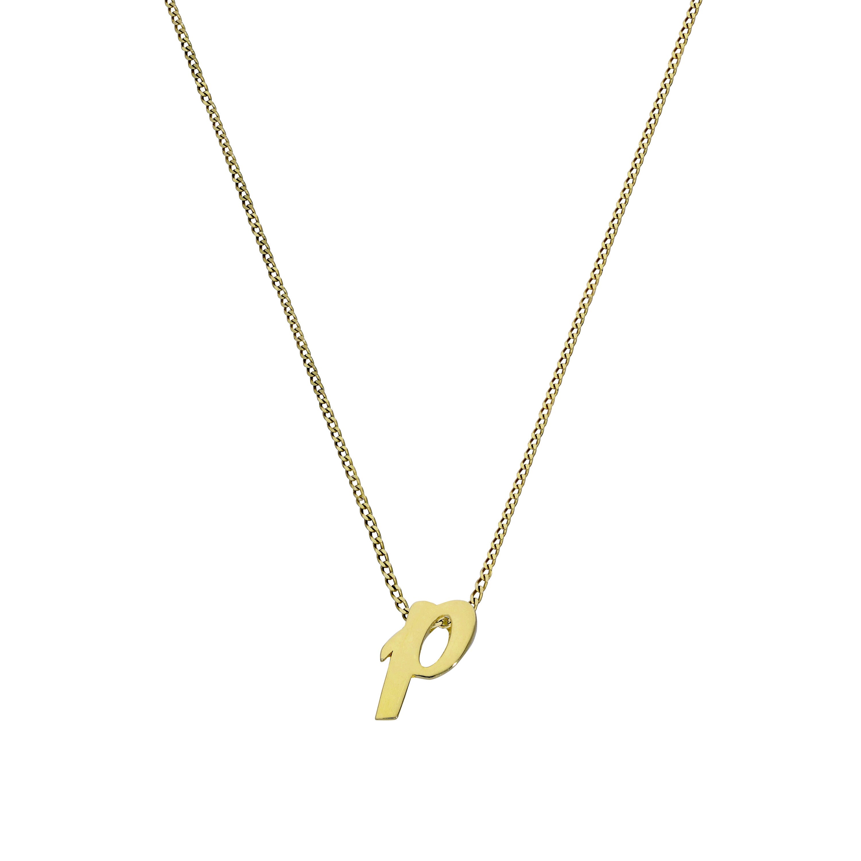 Kleine 9 Karat Gold-Anhänger mit Buchstabe P, 16–20 Zoll
