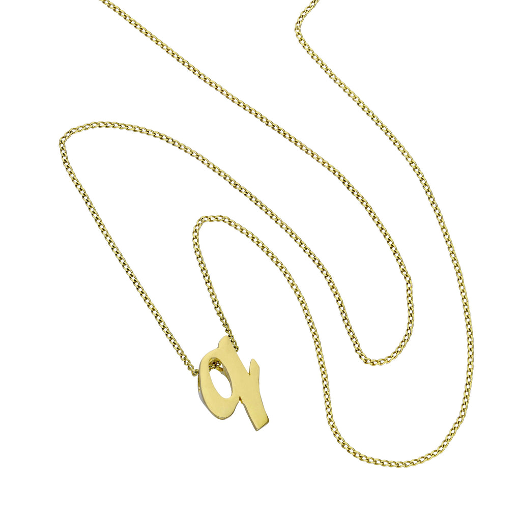 Kleine 9 Karat Gold-Anhänger mit Buchstabe Q, 16–20 Zoll