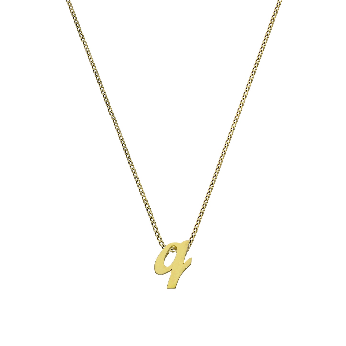 Winzig 9 Karat Gold Alphabet Buchstabe Q Anhänger Halskette 40,5 - 51cm