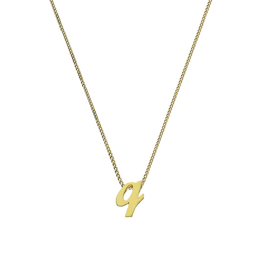 Tiny 9ct Gold Alphabet Letter Q Pendant Necklace 16 - 20 Inches