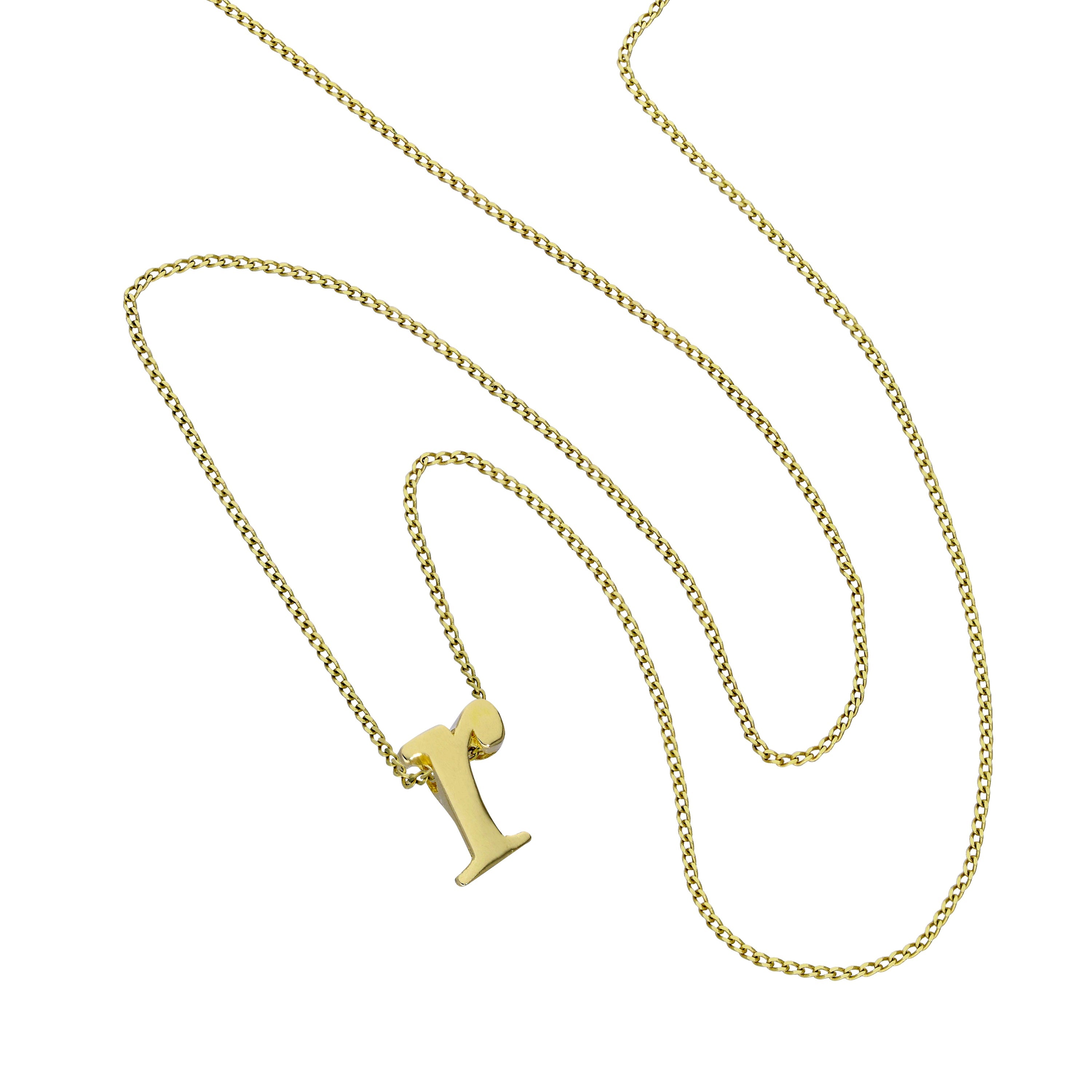 Kleine Halskette mit Anhänger aus 9 Karat Gold in Form des Buchstabens R, 16–20 Zoll