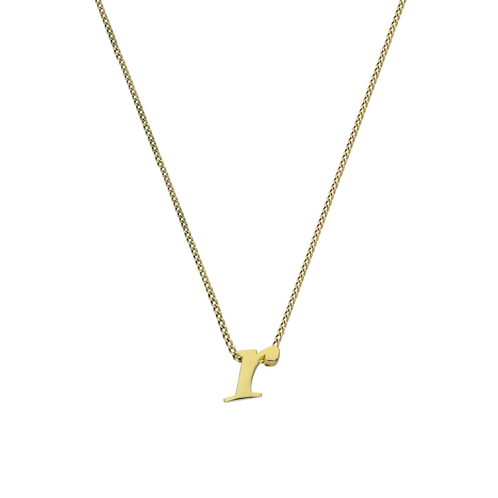 Kleine Halskette mit Anhänger aus 9 Karat Gold in Form des Buchstabens R, 16–20 Zoll