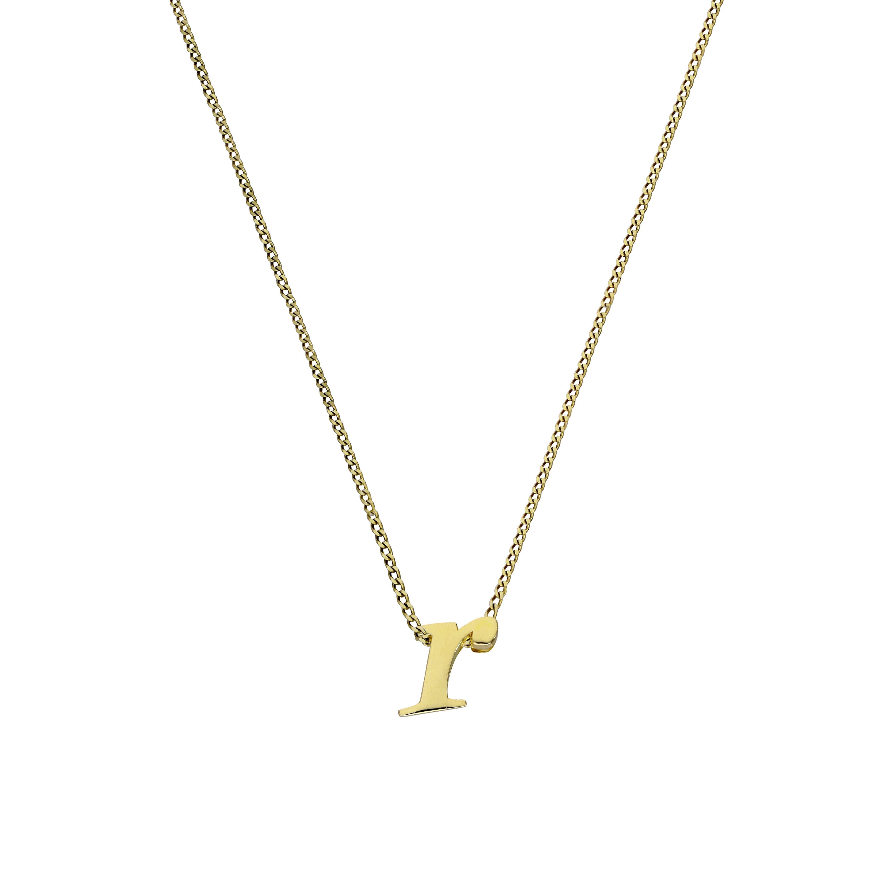 Kleine Halskette mit Anhänger aus 9 Karat Gold in Form des Buchstabens R, 16–20 Zoll