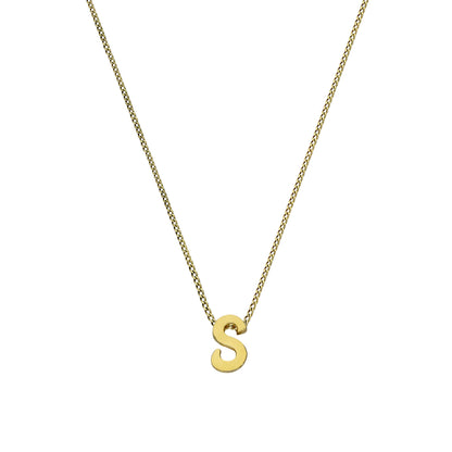 Tiny 9ct Gold Alphabet Letter S Pendant Necklace 16 - 20 Inches