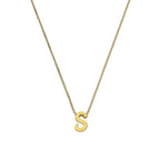 Kleine Halskette mit Anhänger aus 9 Karat Gold in Form des Buchstabens S, 16–20 Zoll